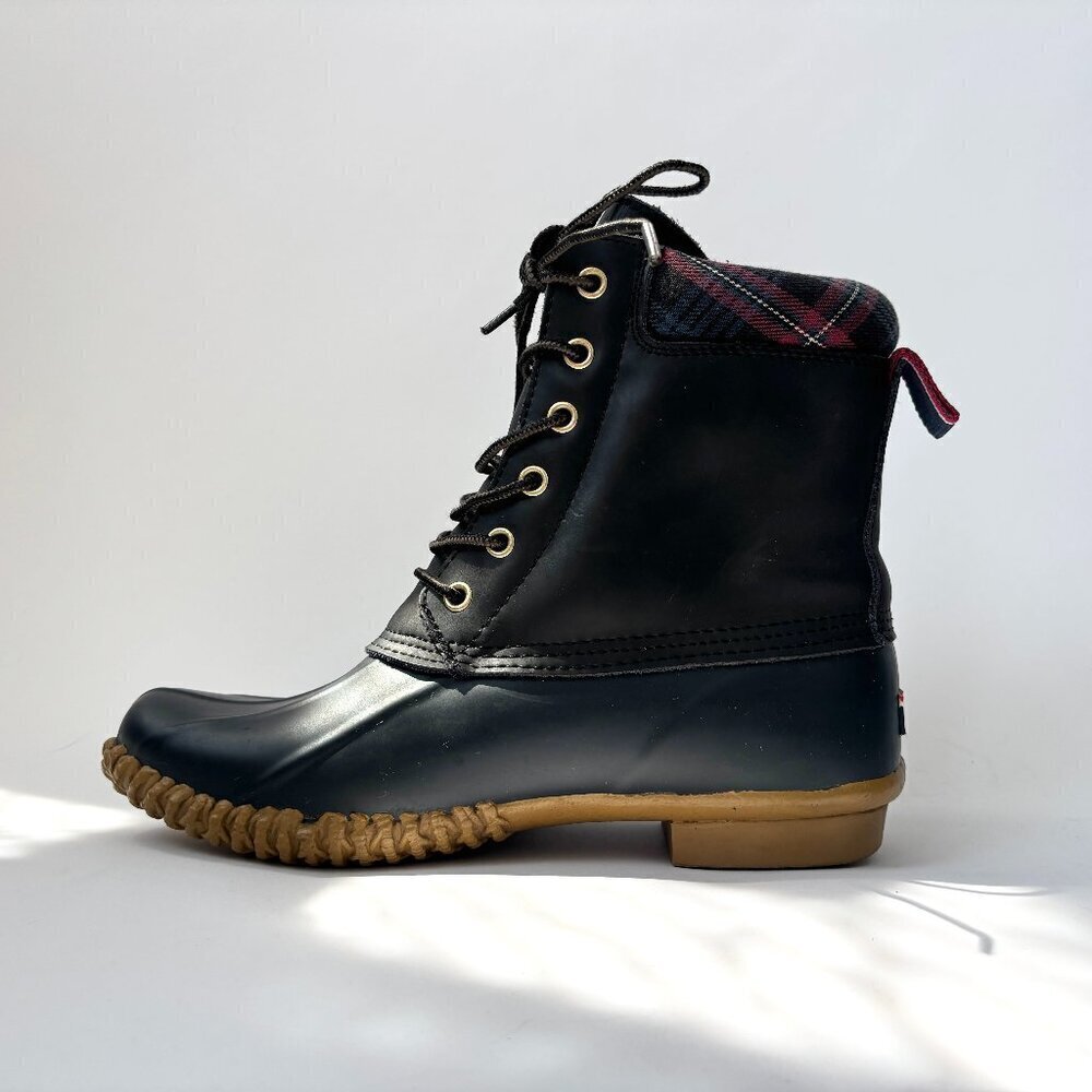 Tommy Hilfiger Lace Up Rubber Sole Lace Up Russel Rain Ankle Boots - Sz 8 - Picture 2 of 16